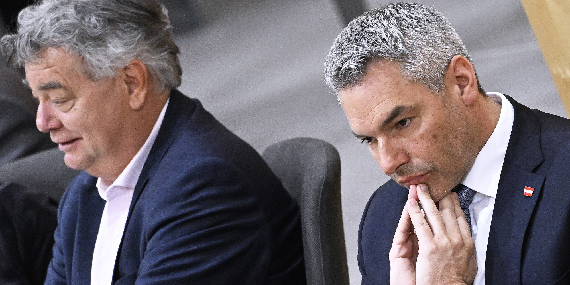 Bundeskanzler Karl Nehammer und Vize-Kanzler Werner Kogler