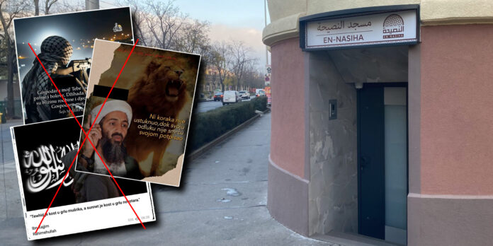 Moschee am Hernalsergürtel mit drei Telegram Posts, die jihadistische Themen zeigen