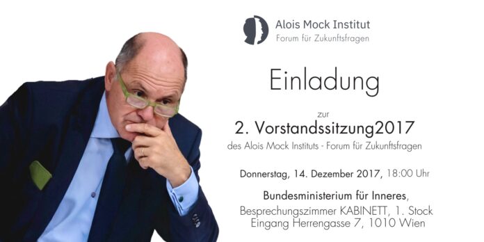 Wolfgang Sobotka vor einer Einladung des Alois Mock Instituts